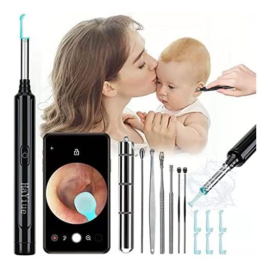 Ear Wax Removal with Camera, Earwax Remover Tool, 1296P FHD Wireless Ear Otoscope with 6 LED Lights, 6 Ear Spoon & 6 Traditional Tools Ear Wax Removal Kit for iPhone, iPad & Android Smart Phone