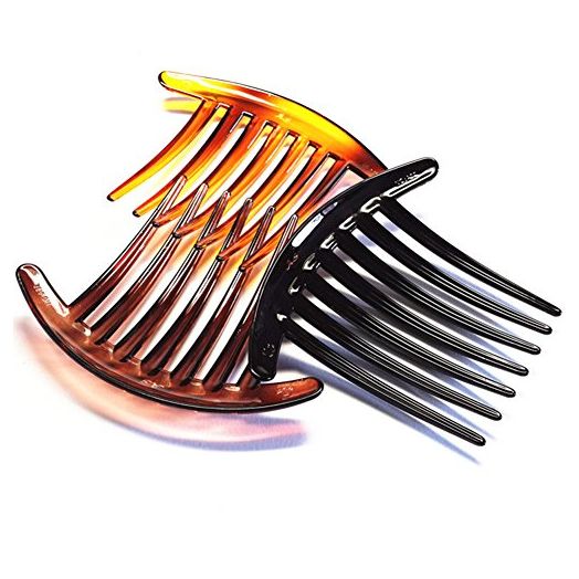 Women's French Twist Combs Plastic Side Hair Comb with Seven Tooth, Set of 6 (3 Colors, Each 2pcs)