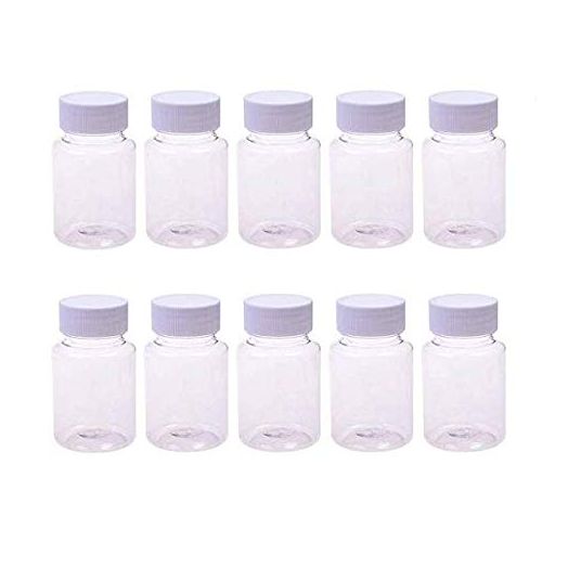 LASSUM 10PCS Empty Plastic Medicine Pill Bottle Container Solid Powder Medicine Chemical Bottles, 20ML