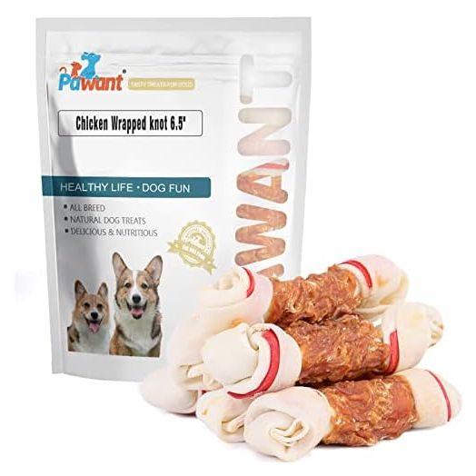 Chicken Wrapped Bone for Large Dog Treats Puppy Chews Snacks Promotes Healthy Chewing Chicken Wrapped Knot 6.5" 1lb