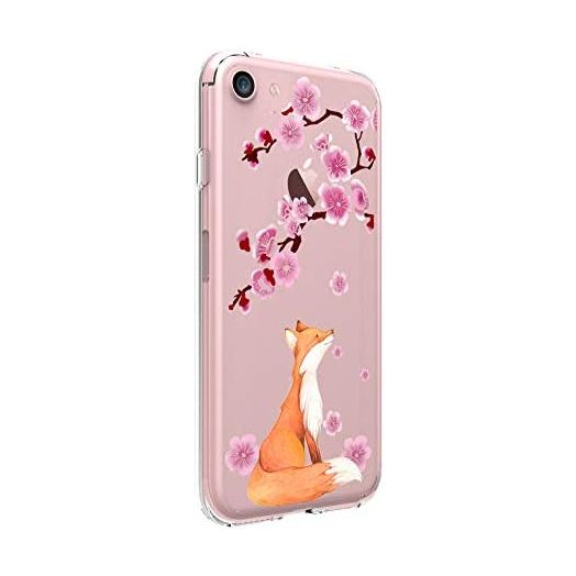 Ftonglogy Cell Phone Case for iPhone 7/8/SE 2022/2020, Slim Clear Air Buffer TPU [Drop Proof] Cherry Blossoms Flower Women Girls Pattern Design Case Cover for iPhone 7/8/SE2 2020 (Fox)