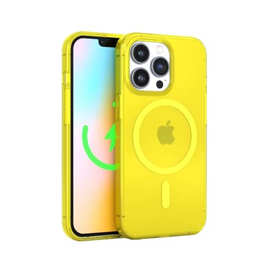 FELONY CASE - Neon Yellow Crystal Clear Phone Case for iPhone 15 Pro, Compatible with MagSafe - 360° Shockproof Protective Cases Designed for Apple iPhone 15 Pro