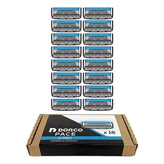 Dorco Pace 4 Pro, Four Blade Razor Shaving System, 16 Cartridges (No Handle)