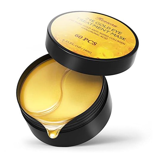 24k Gold Under Eye Patches - 60 Pcs Eye Mask Pure Gold Anti-Aging Collagen Hyaluronic Acid Under Eye Mask for Removing Dark Circles, Puffiness & Wrinkles Refresh Your Skin