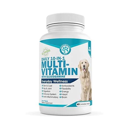 Wanderfound Pets 10-in-1 Dog Multivitamin, Chewable Dog Vitamins with Glucosamine, D3, and MSM, Dog Health Supplies for Immune System and Joint Health, Liver Flavor, 60 Tablets