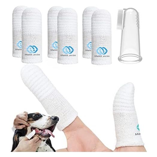 Pet Toothbrush for Small to Large Dogs Cats,Soft High Grade Finger Toothbrush,Teeth Oral Cleaning,Dental Care, 1 Set for Two Fingers White (6)