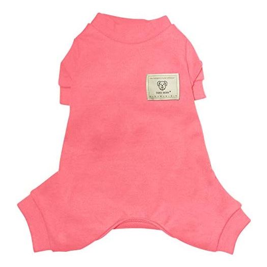 TONY HOBY Dog Pajamas, 4 Legged Dog Pajamas, Dog Jumpsuits Onesies with Thermal, Cotton Pet Clothes for Small Medium Dog (Pink, M)