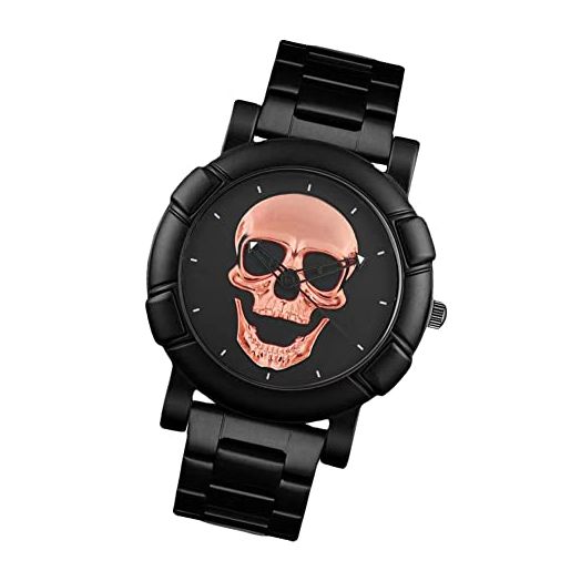 Men's Fashion Minimalist Wrist Watch,Fashion large dial,personalized skull creative watches,steel belt quartz movement (Bronze)