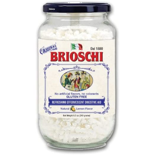 Brioschi Italian Lemon Flavored Effervescent Heartburn, Upset Stomach, Acid Indigestion, 8.5 oz Glass Bottle