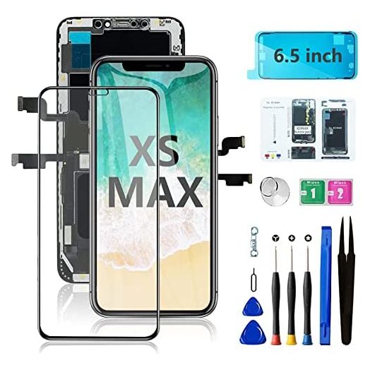 for iPhone Xs Max Screen Replacement, LCD Display Frame Assembly 3D Touch Screen for A1921, A2101, A2102, A2103, A2104 with Face ID + Repair Tool Kit + Waterproof Frame Adhesive Sticker