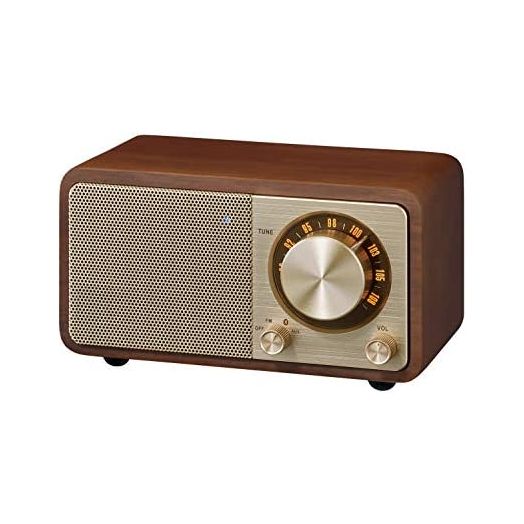 Sangean WR-7GW Wood Cabinet Mini Bluetooth Speaker with FM Tuner and Aux-in Special Edition Color Gold/Walnut
