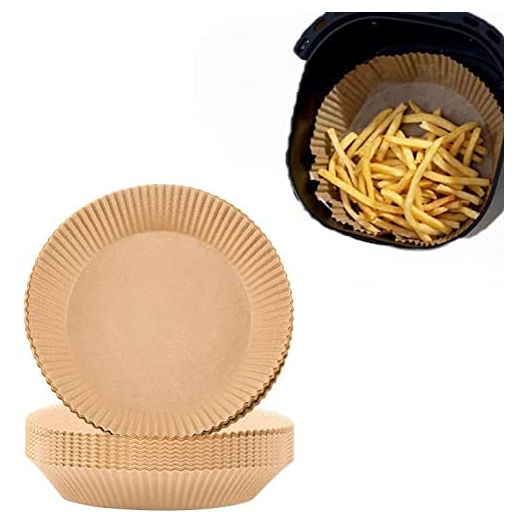 100 PCS Disposable Paper Liner for Air Fryer, Disposable Parchment Liners, Round Baking Paper-Liners for Baking Roasting Microwave (Nature)