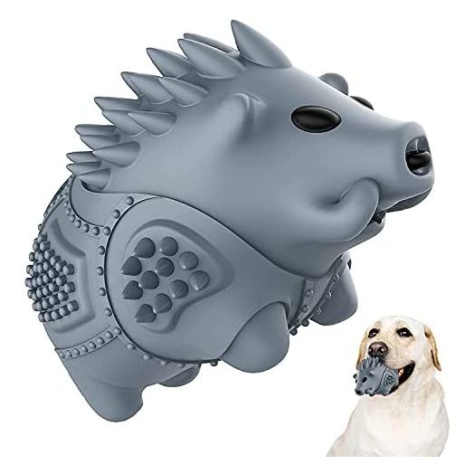 Homipooty Dog Chew Toys for Aggressive Chewers,Large Medium Breed Dog Teeth Grinding Toys Indestructible Dog Squeak Toys Relieve for Dogs Anxiet ,Natural Rubber,Milk Flavor (Gray)