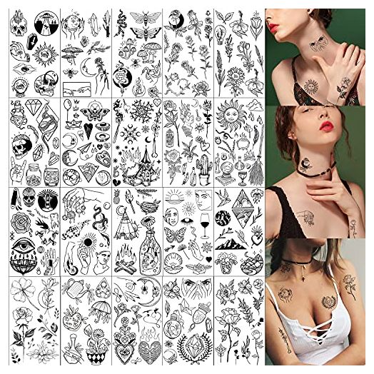 glaryyears Black Temporary Tattoo (20 Sheets)