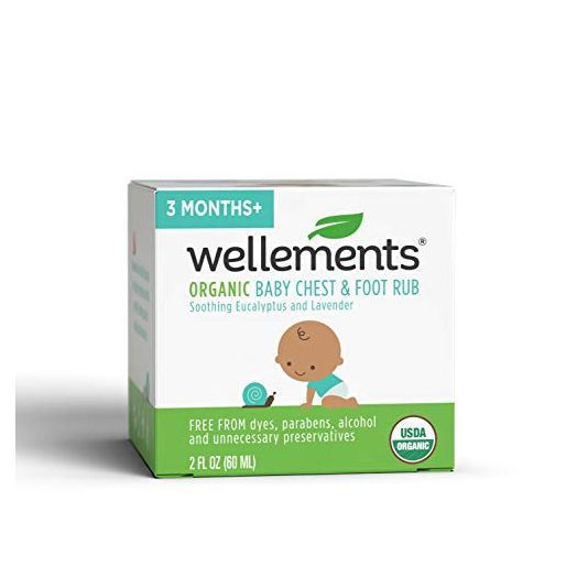 Wellements Organic Baby Chest & Foot Rub, 2 Fl Oz, Eucalyptus and Lavender, Free from Dyes, Parabens, Preservatives