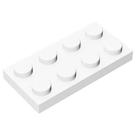 Classic Building Bricks Plate 2x4, 100 Piece, Compatible with Lego Parts and Pieces 3020, Creative Play Set - 100% Compatible with All Major Brick Brands(Colour:White)