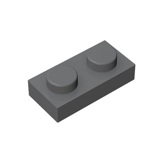 Classic Building Plate 1x2, 100 Piece Bulk Plates, Compatible with Lego Parts and Pieces 3023, Creative Play Set - 100% Compatible with All Major Brick Brands(Colour:Dark Grey)