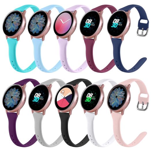 EnoYoo 10 Pack Slim Bands Compatible with Samsung Galaxy Watch Active 2 40mm 44mm / Galaxy Watch 3 41mm / Galaxy Watch Active 40mm, 20mm Soft Silicone Bands Replacement for Galaxy Watch Active, Small