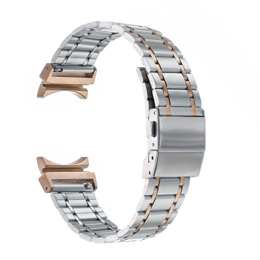 Rose Gold No Gap Metal Watch Bands for Men 20mm Adjustable Strap Replacement Band for Women Men
