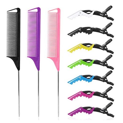 Rat Tail Combs and Hair Clips: 3Pcs Rat Tail Combs, Parting Comb for Braids