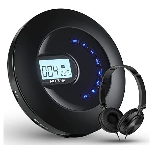 CD Player Portable, Rechargeable Portable CD Player for Car and Travel, Walkman CD Player with Headphone and Anti-Skip/Shockproof, Personal CD Player with LCD Display, AUX Cable, Backlight