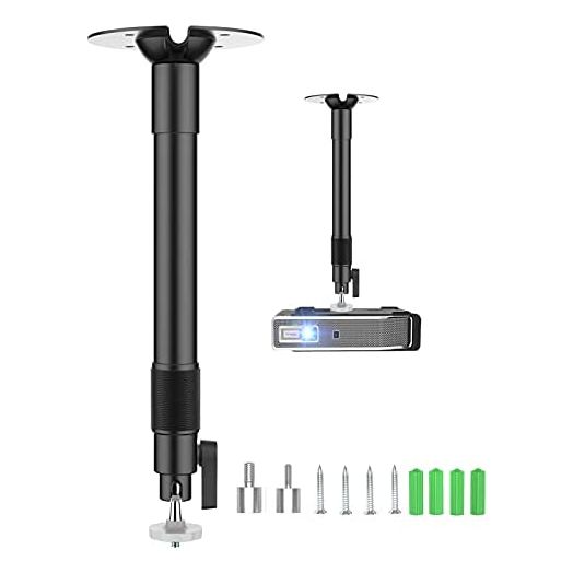 Tuimen Projector Ceiling Mount, Universal Projector Mount 10.23" - 15.74" Extendable Projector Wall Mount or Bracket with 360° Adjustable Projection Angle, 2 Adapters for Different Mounting Holes