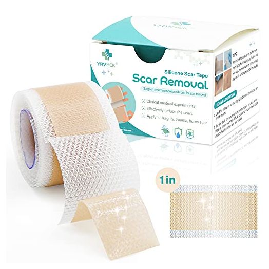Medical Grade Soft Silicone Tape for Scar Removal (1'' X 70'') Scar Treatment, 1 Roll 180cm with 5cm Crease Silicone Scar Sheets, Keloid Bump Removal Easy to Tear Without Scissors