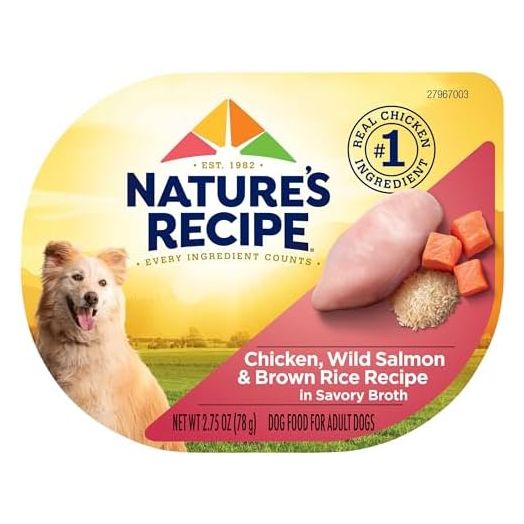 Nature's Recipe Wet Dog Food, Chicken & Wild Salmon in Broth Recipe, 2.75 Ounce Cup (Pack of 12)