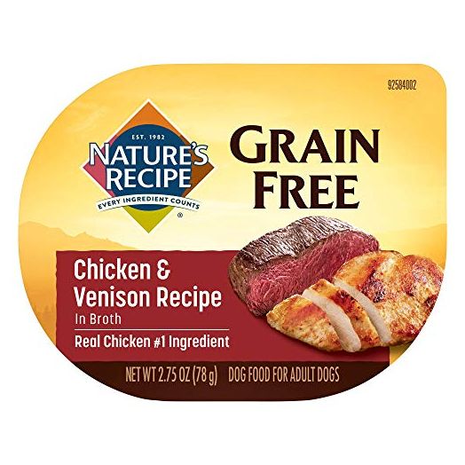 Nature's Recipe Grain Free Wet Dog Food, Chicken & Venison in Broth Recipe, 2.75 Ounce Cup (Pack of 12), Easy to Digest