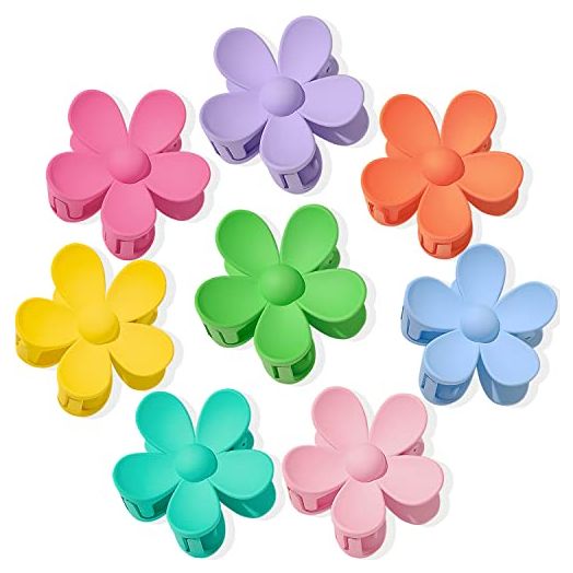 Flower Hair Claw Clips 8PCS Large Claw Clips Big Cute Hair Clips Large Hair Jaw Clips For Women Girls Thick