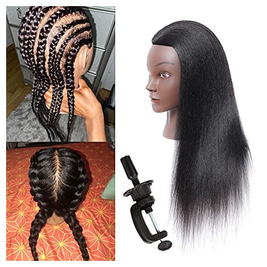 Mannequin Head with Human Hair Manikin Head 16"100% Real Hair Mannequin Head Hairdresser Training Head