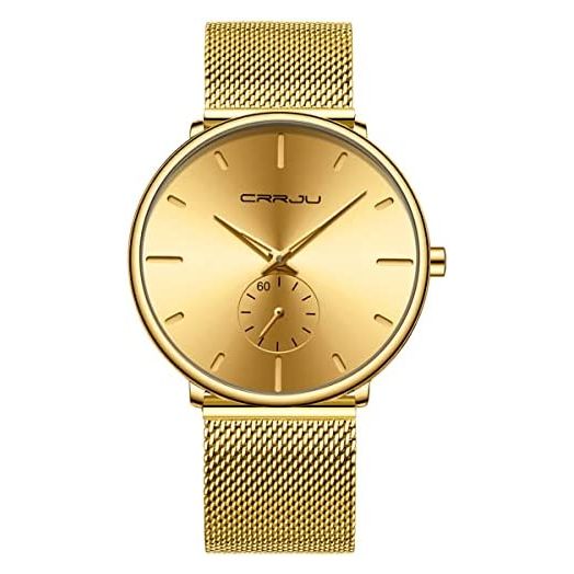 Mens Watches Ultra-Thin Minimalist Waterproof - Fashion Wrist Watch for Men Unisex Dress with Stainless Steel Mesh Band