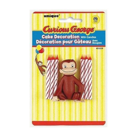Unique Industry, Curious George Candles and Cake Topper, 6-piece Set