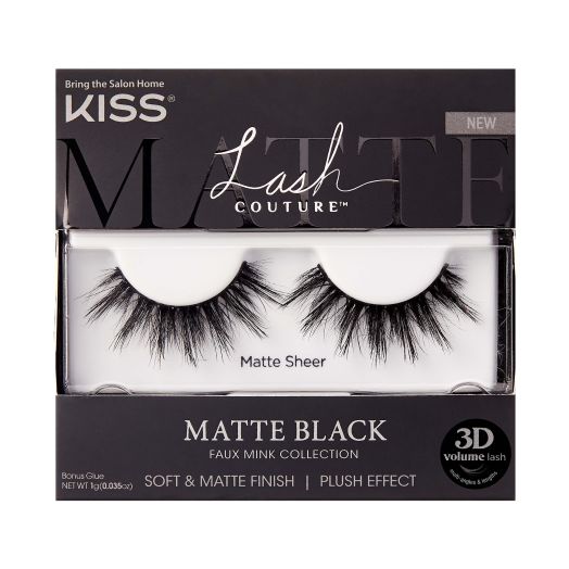KISS Lash Couture Matte Black Faux Mink, Sheer, False Eyelashes