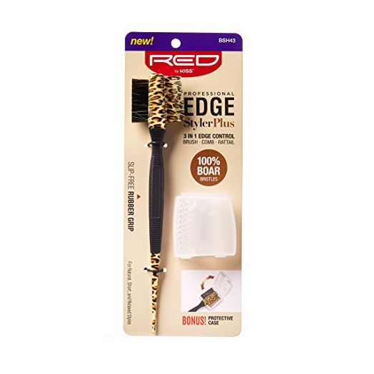 Kiss Red Professional 3 IN 1 Edge Brush. Comb. Rattail with Case