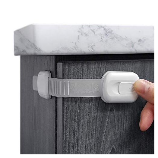 Child Safety Strap Locks (8 Pack) for Fridge, Cabinets, Drawers, Dishwasher, Toilet, Adhesives No Drilling - Jool Baby