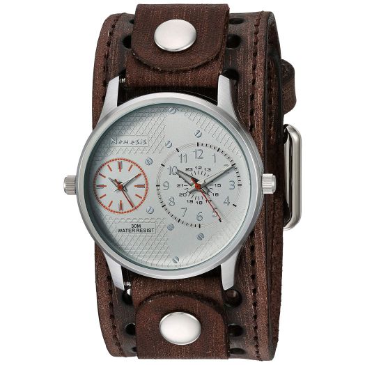 Nemesis Men's BVSTH219S Dual Time Analog Display Brown Watch
