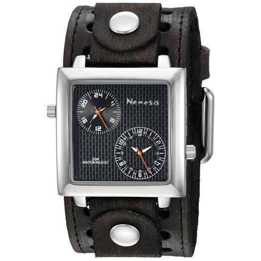 Nemesis Men's VSTH221KK Dual Time Analog Display Black Watch