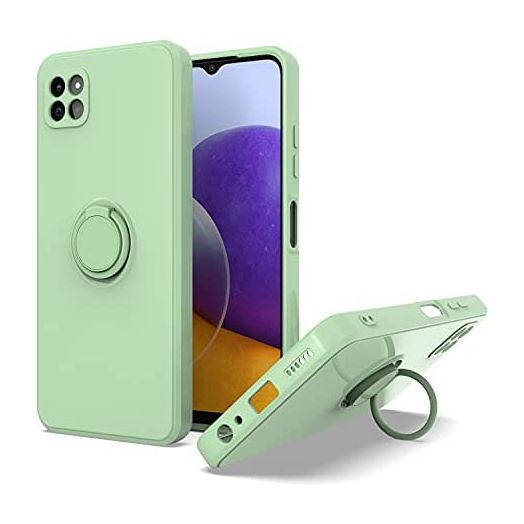 KWEICASE Cell Phone Case for Boost Celero5G, Boost Celero 5G Celero5G Case with Metal Magnetic Ring Kickstand Soft Rubber Shockproof Bumper Microfiber Lining Cushion Protective Case, Mint Green