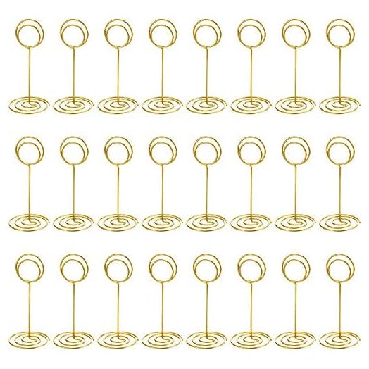 TecUnite Table Number Holder Wedding Table Name Card Holder Clips Picture Memo Note Photo Stand (Gold) (24 Pack)