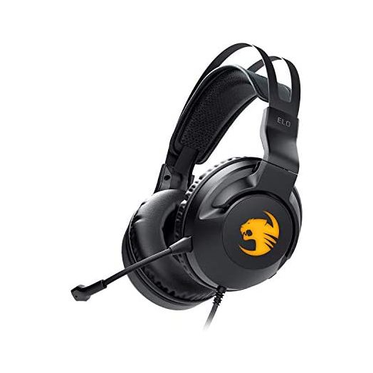 ROCCAT Elo 7.1 USB PC Gaming Headset, Surround Sound with AIMO RGB Lighting, Wired Computer Headphones, Detachable Noise Cancelling Microphone, Lightweight, 50mm Drivers, Black
