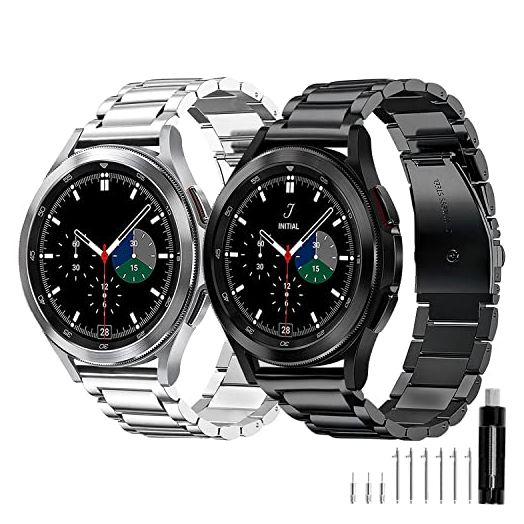 GOLDTOLUCK Compatible with Samsung Galaxy Watch 6 5 4 Band Pro Classic 20mm 43mm 47mm 45mm 40mm 44mm 42mm 46mm, Men Metal Business Band Solid Stainless Steel