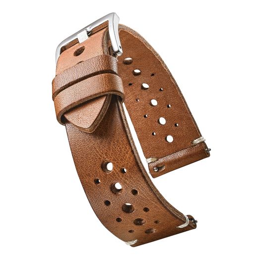ALPINE Genuine Vintage Leather 20mm Watch Band - Replacement Watch Bands for Women & Men - Watch Strap with Quick Release Stainless Steel buckle - Compatible with Regular & Smart Watch Bands- Tan