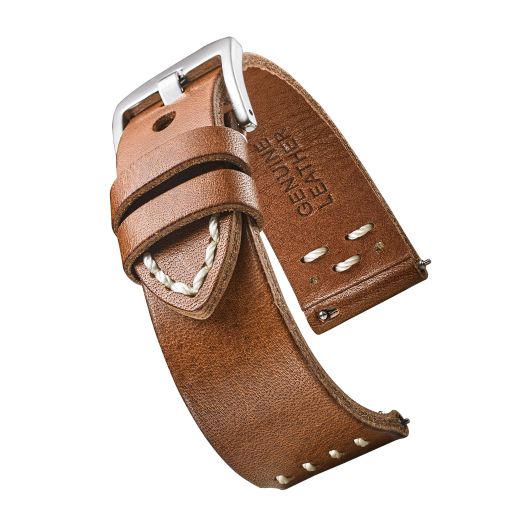 STUNNING SELECTION ALPINE Hand made, hand stitched vintage leather watch strap with quick release spring bars - Tan - 22mm
