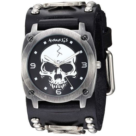 Nemesis Unisex MIC926K Heavy Skull Analog Display Black Watch