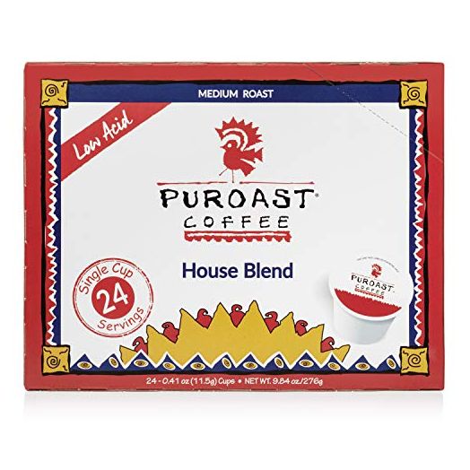 Puroast Low Acid Coffee Single-Serve Pods, Bold House Blend, High Antioxidant, Compatible with Keurig 2.0 Coffee Makers (24 Count)