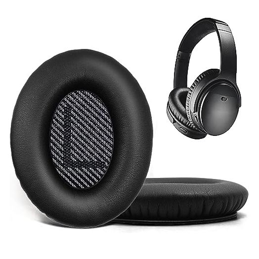 Replacement Ear Pads for Bose QuietComfort 35 35 II 15 25(qc 35 25 15/QC35 ii), Headphone Ear Covers, High Density Memory Cotton, Soft Leather, Adaptive Noise Isolation Headphones Pads Cushions