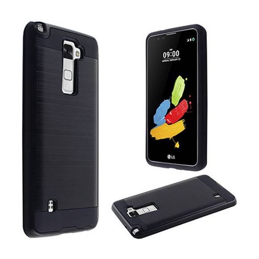 Mundaze Black Brushed Metal Double layer Case Cover for LG G Stylo 2