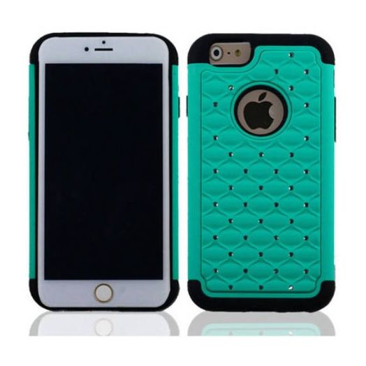 Mundaze Teal Diamond Double Layered Case for Apple iPhone 6 Plus