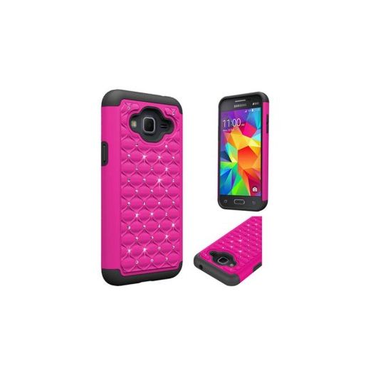 Mundaze Hot Pink Diamond Double Layered Case for Samsung Galaxy J3